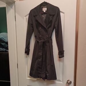 White House Black Market Black Fit & Flare Trench Coat 8